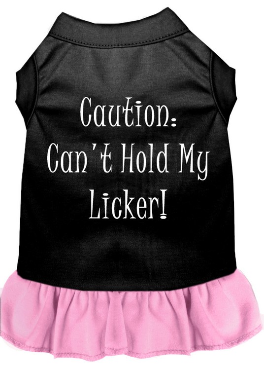 Can't Hold My Licker Screen Print Dress Black with Light Pink XL